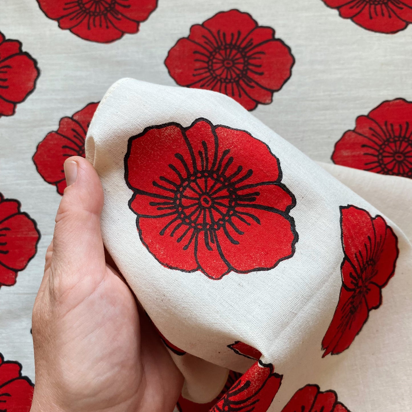 Poppy Flower Block Printed Bandana