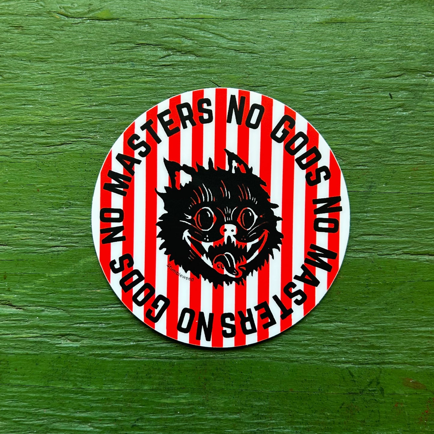 No Gods No Masters Lino Print Vinyl Sticker