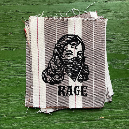 Masked Rage Lino Print Patch