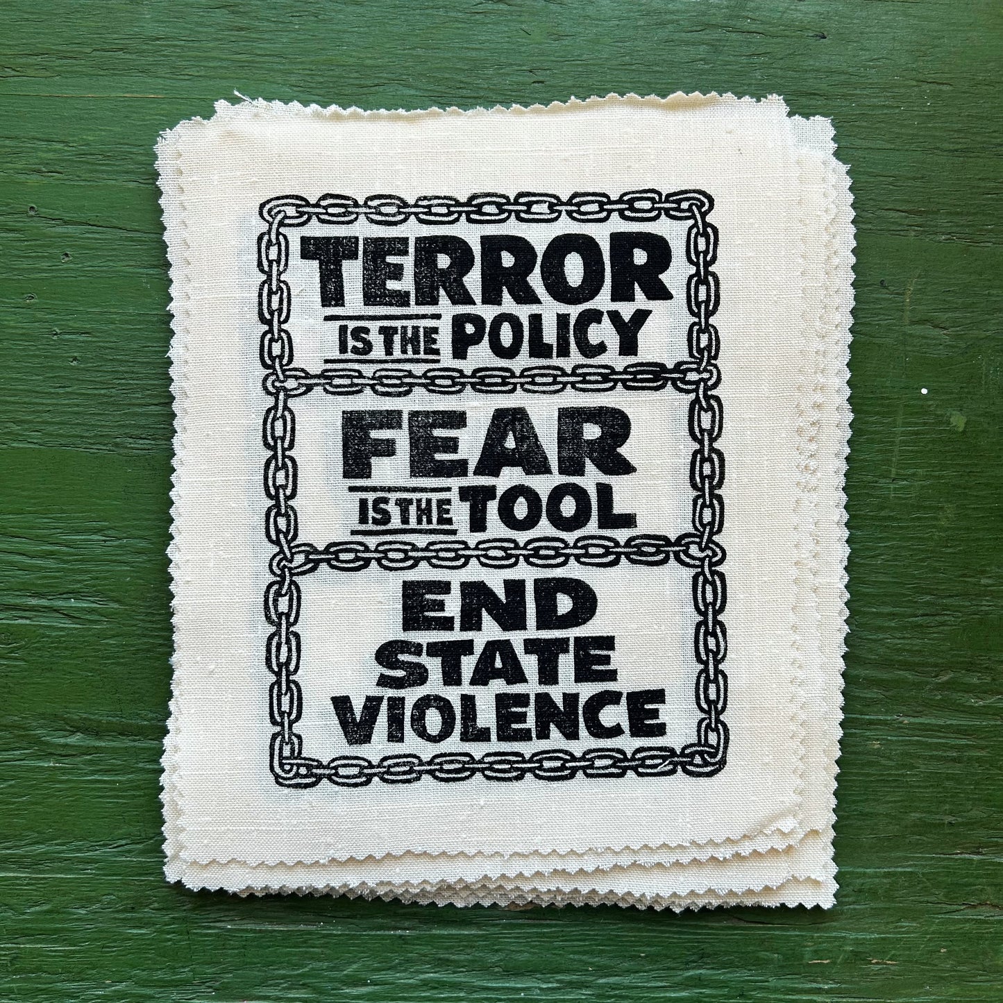 End State Violence Lino Print Patch