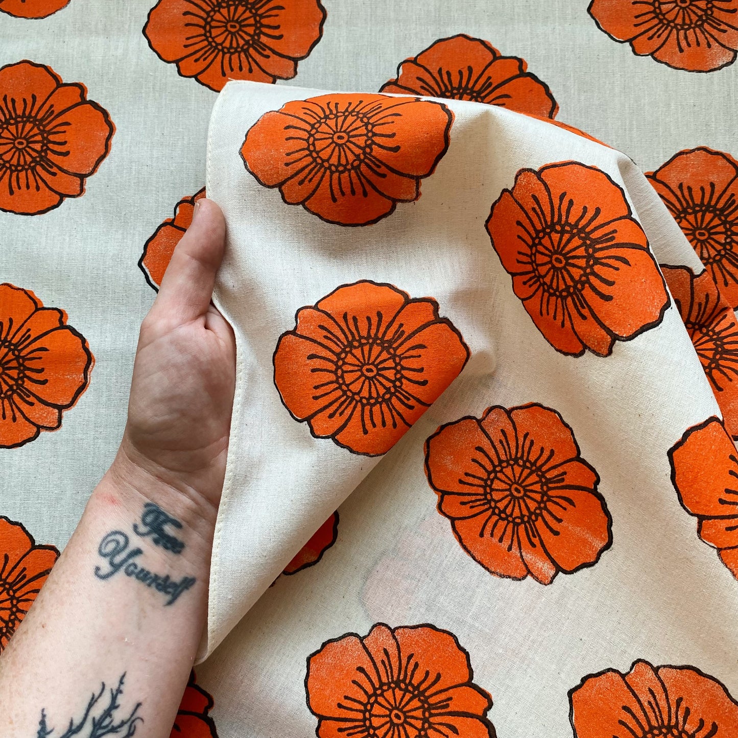 Poppy Flower Block Printed Bandana