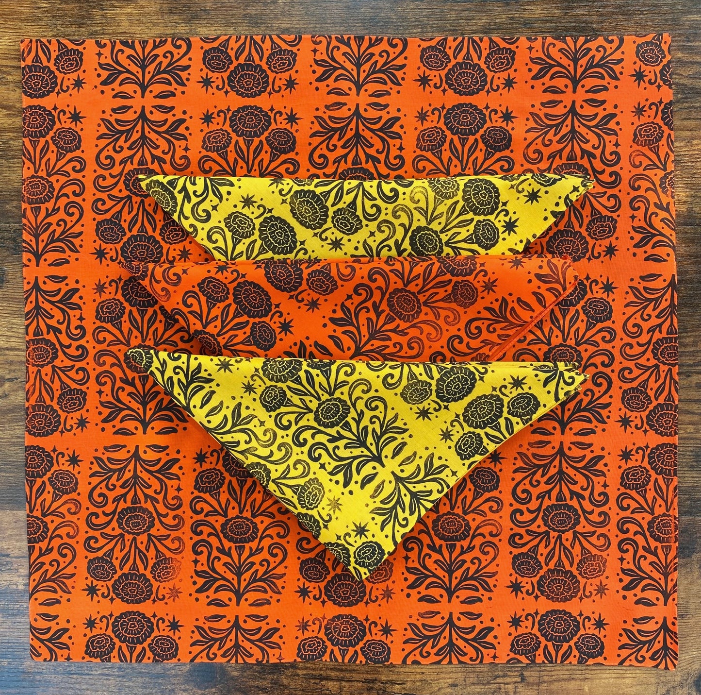 Marigold Magic Block Printed Bandana