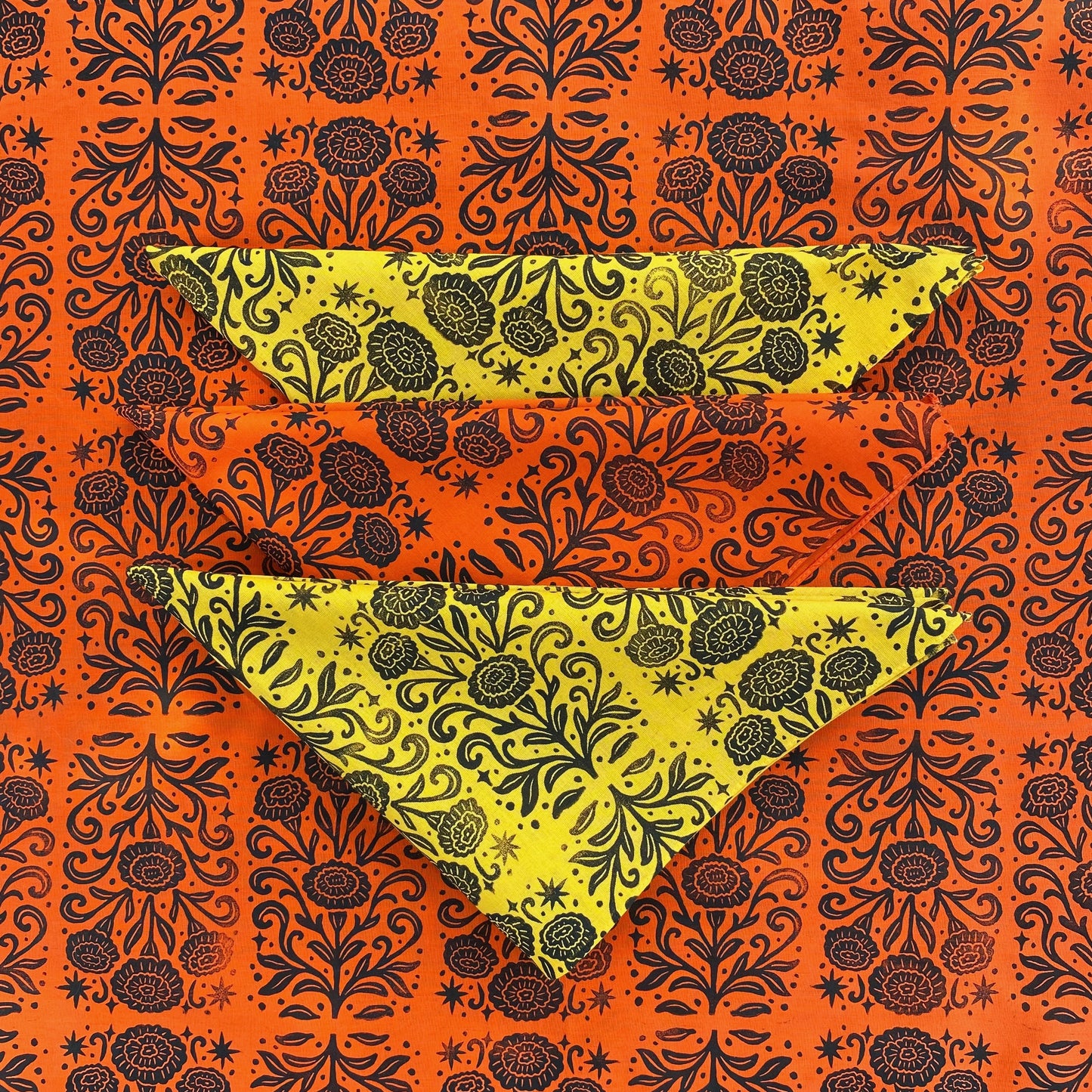Marigold Magic Block Printed Bandana