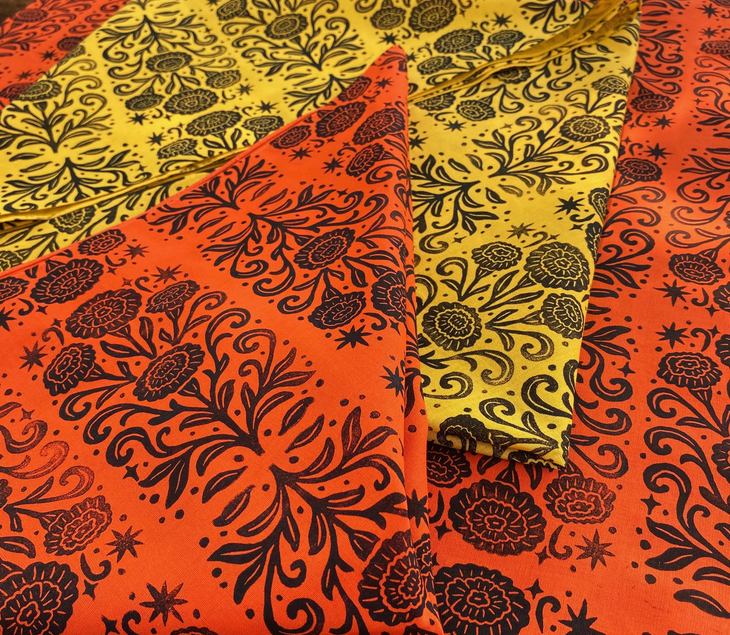 Marigold Magic Block Printed Bandana