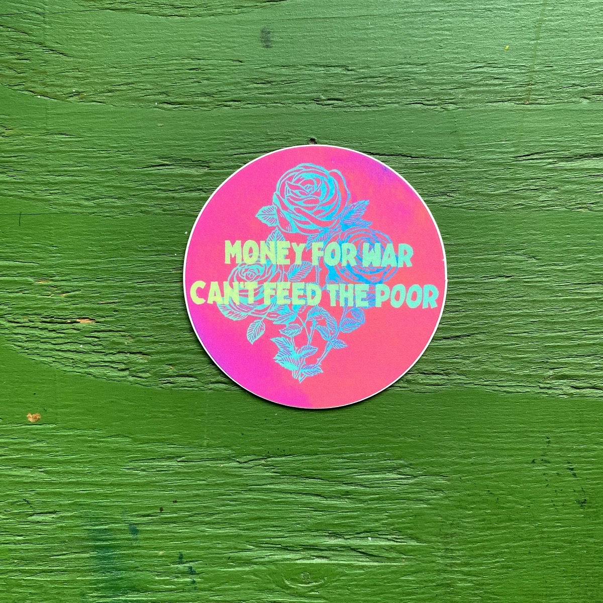 Money For War Can’t Feed the Poor Lino Print Vinyl Sticker