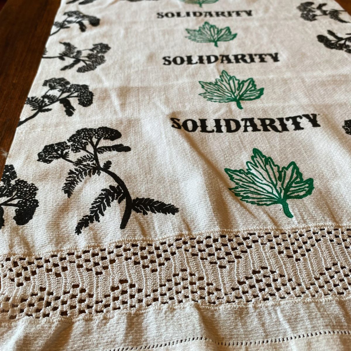 Motherwort & Yarrow Solidarity Block Printed Vintage Altar Cloth image 1