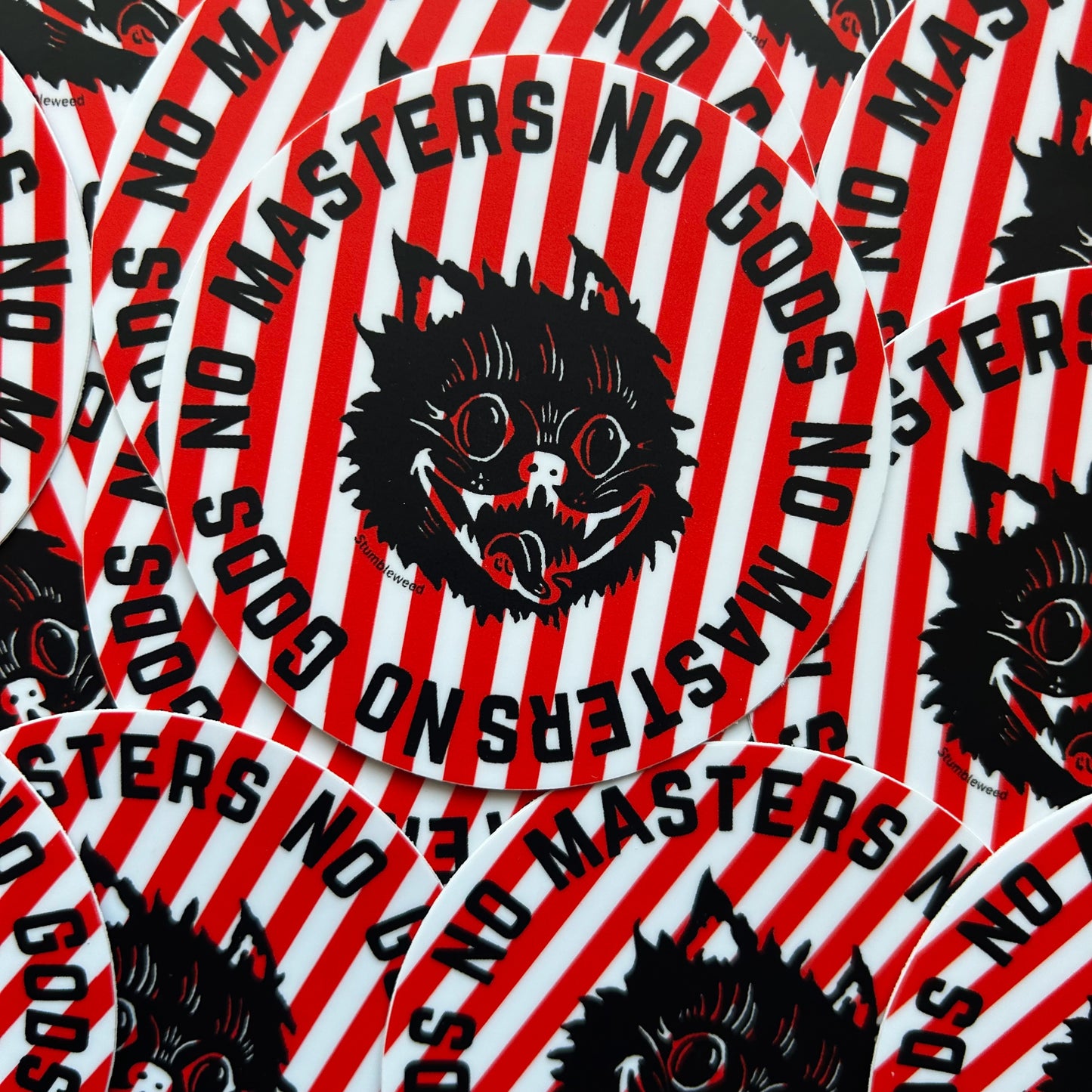 No Gods No Masters Lino Print Vinyl Sticker