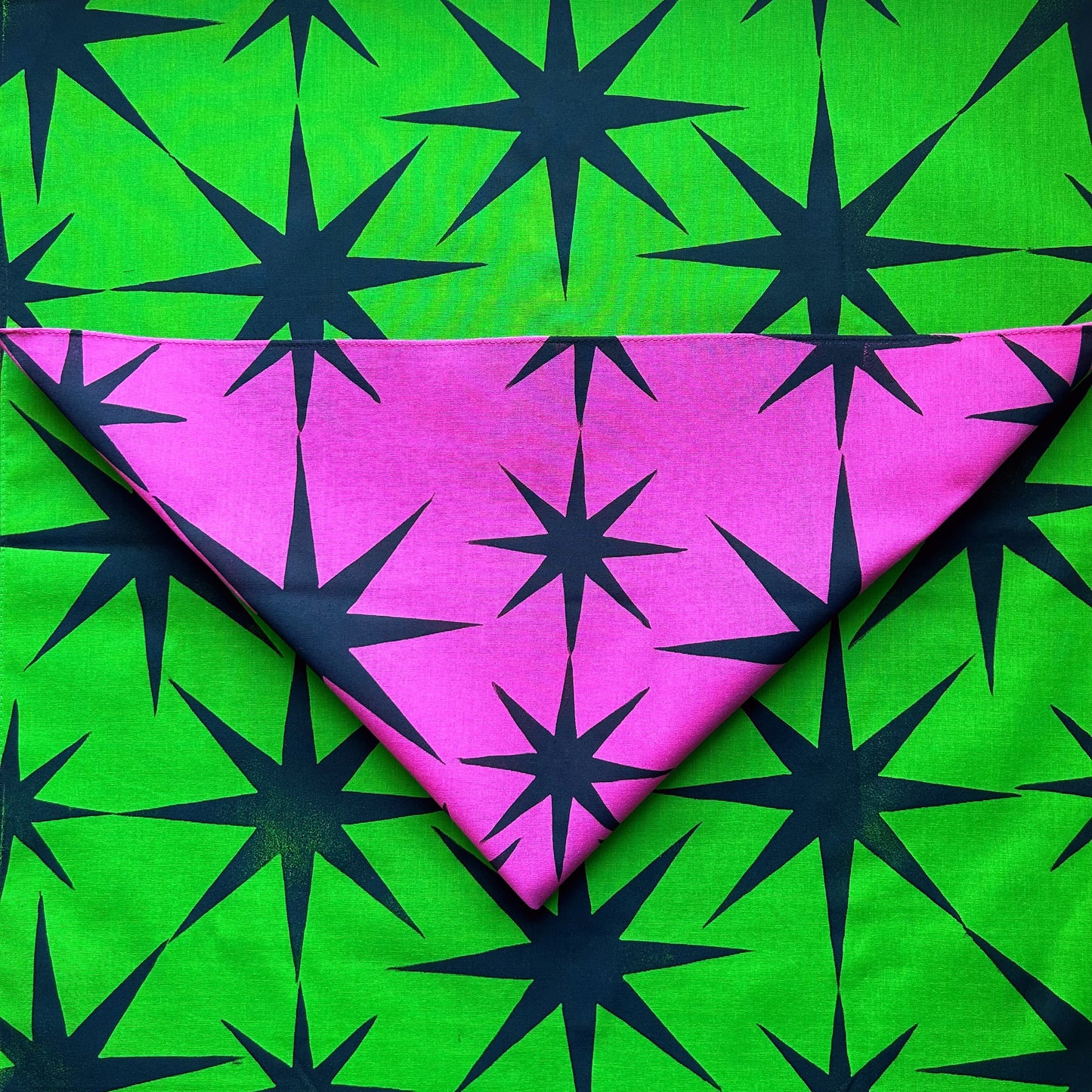 Black Star Block Printed Bandana
