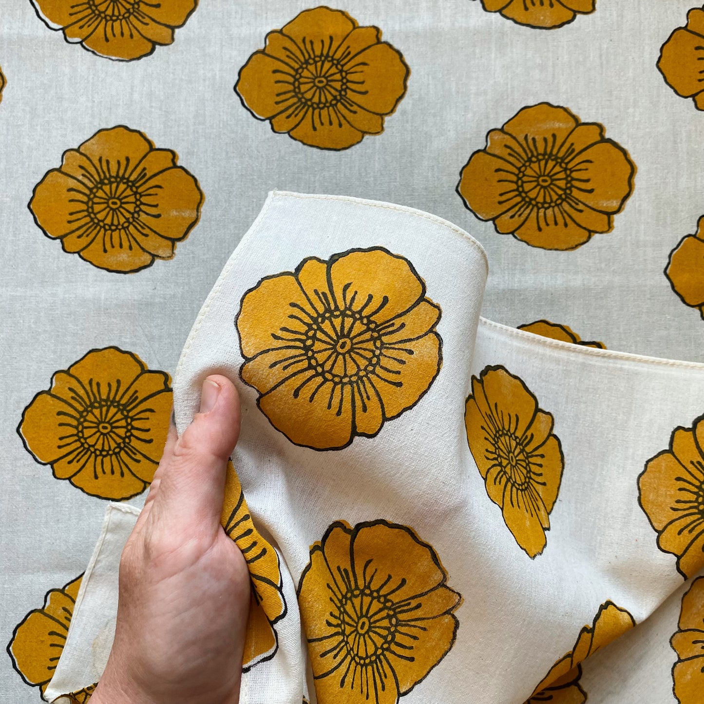 Poppy Flower Block Printed Bandana