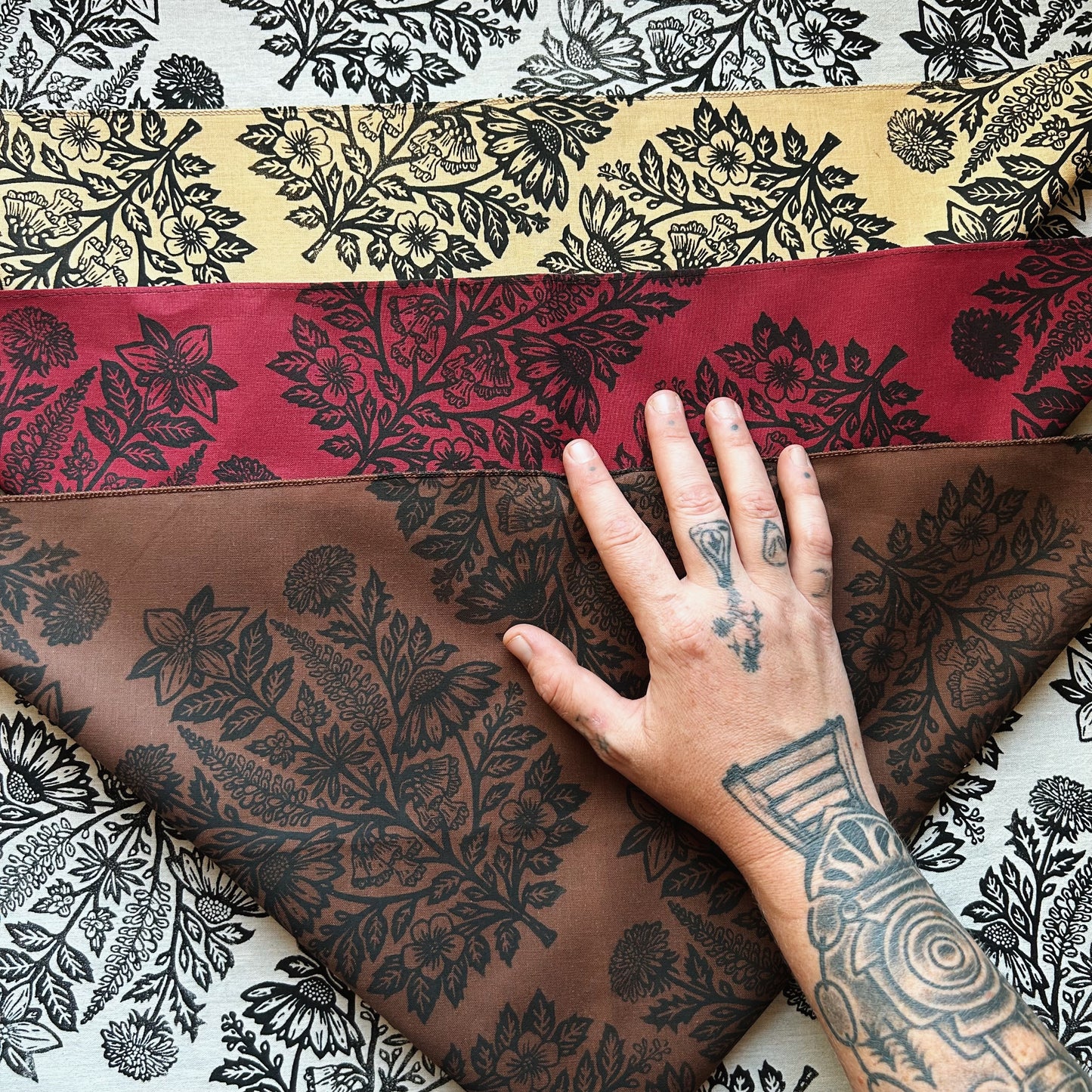 Spring Blooms Block Printed Bandana