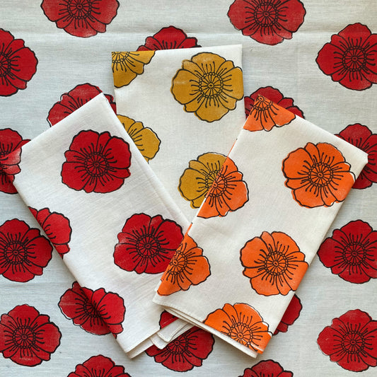 Poppy Flower Block Printed Bandana