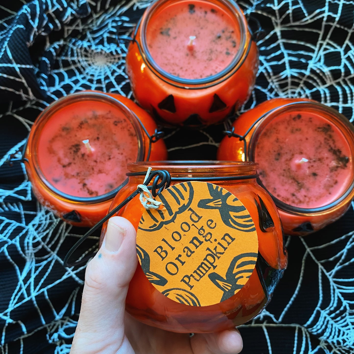 Blood Orange Pumpkin Soy Wax Candle LIMITED glass Halloween Jack o lantern