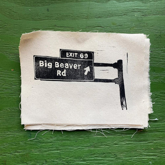 Big Beaver Road Lino Print Canvas Patches