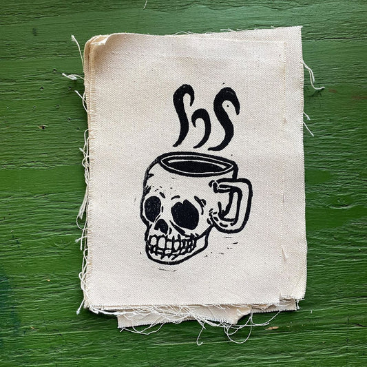 Death Mug Lino Print Canvas Patch image 0