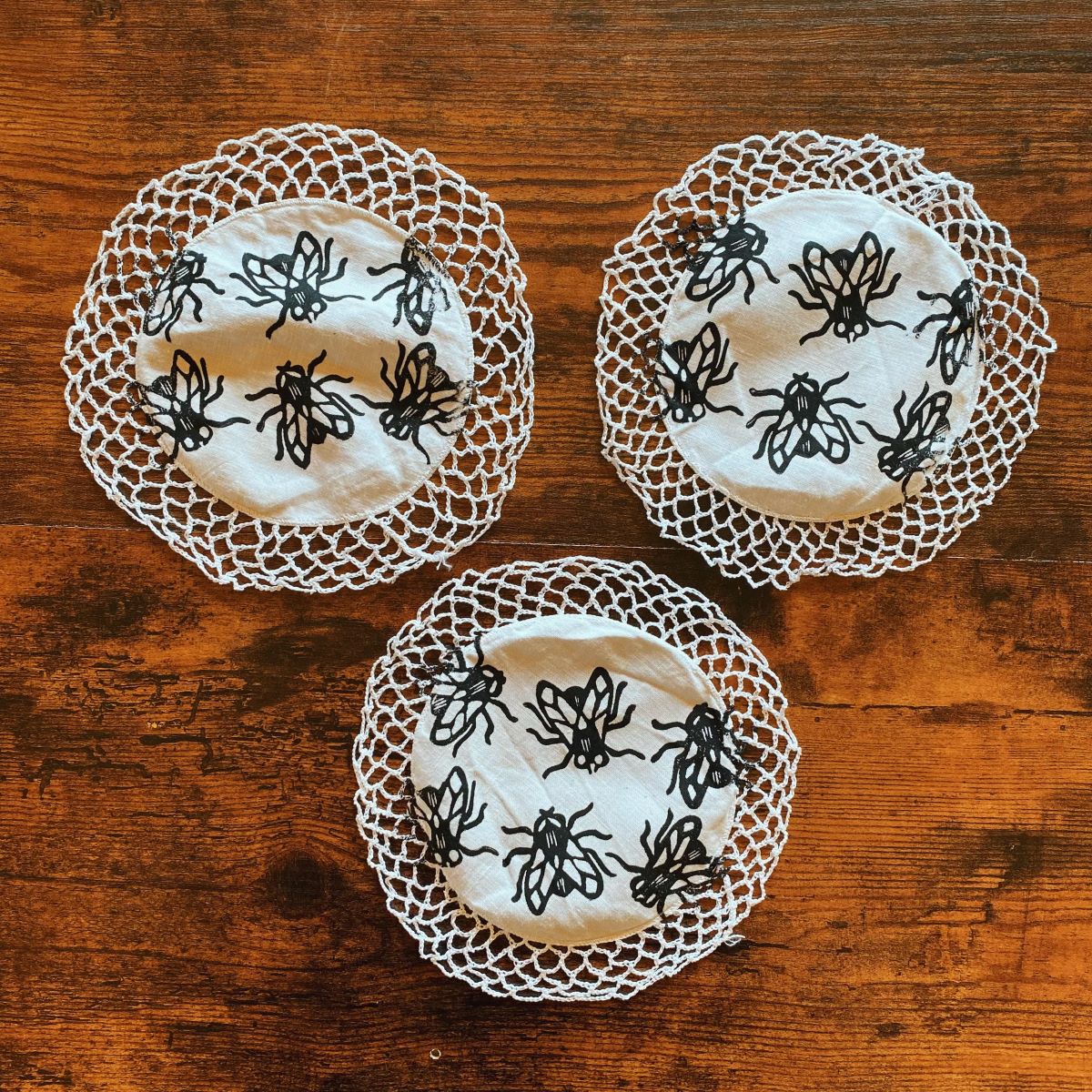 The Fly Block Printed Vintage Doily image 2