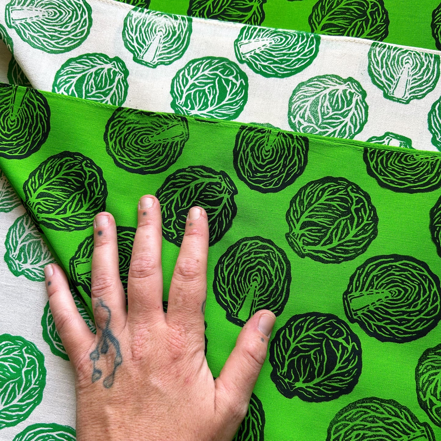 Brussel Sprout Block Printed Bandana
