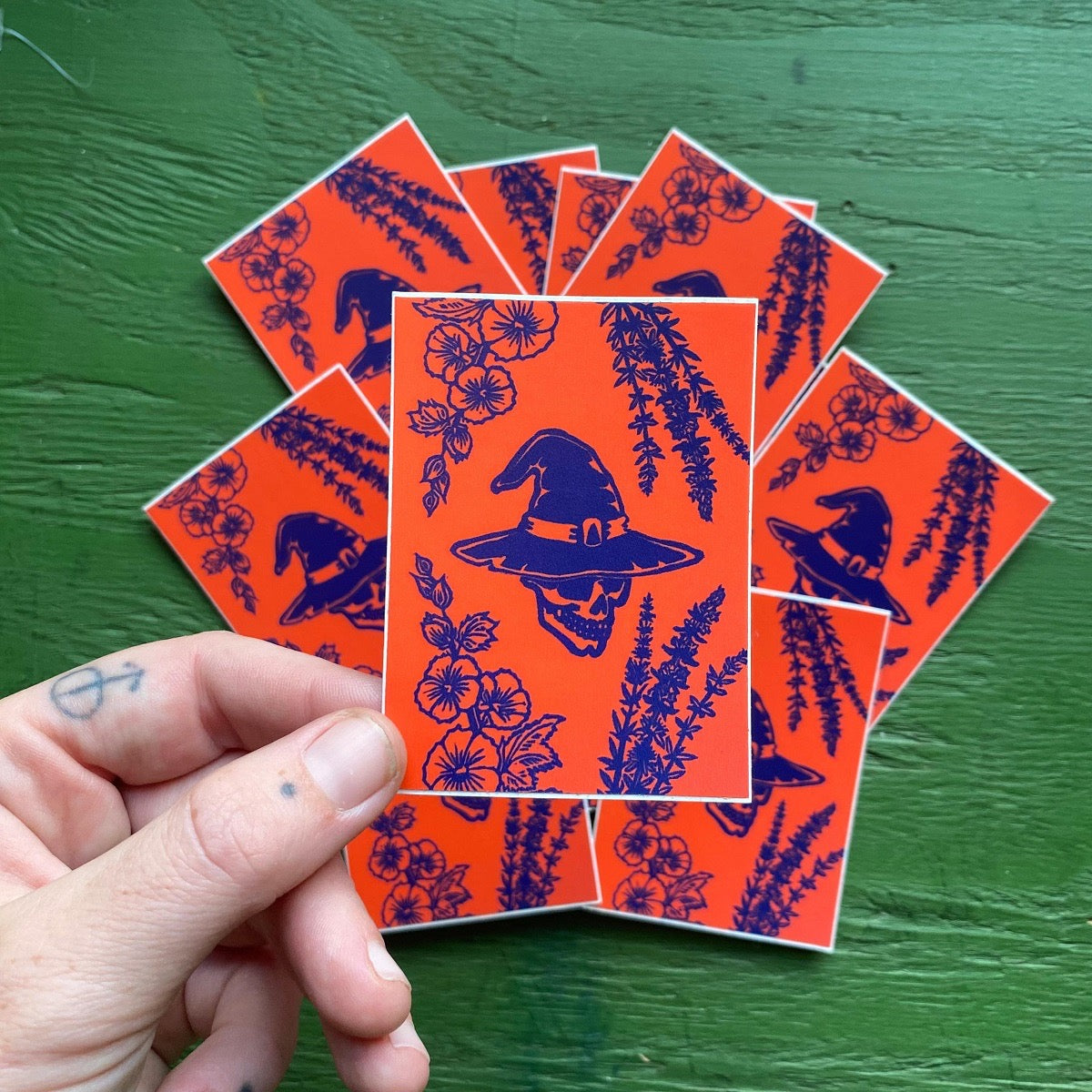 Plant Witch Lino Print Vinyl Sticker