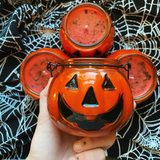 Blood Orange Pumpkin Soy Wax Candle LIMITED glass Halloween Jack o lantern