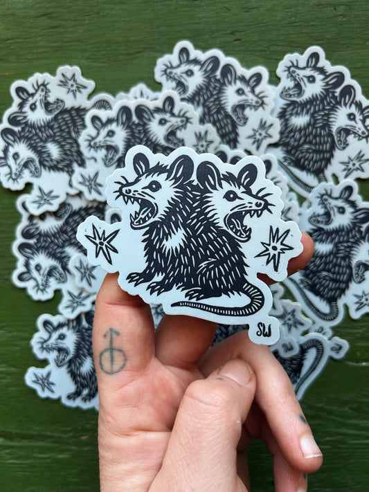 Trash Angel Lino Print Vinyl Sticker