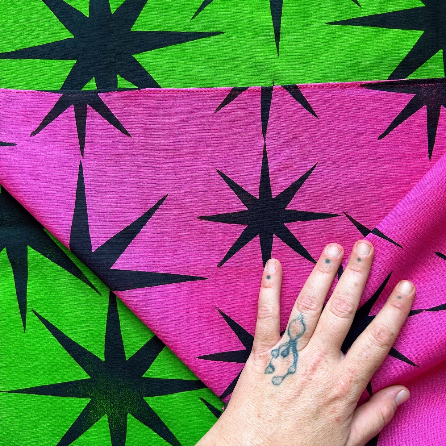 Black Star Block Printed Bandana