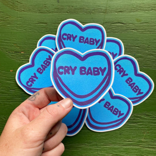 Crybaby Candy Heart Lino Print Vinyl Sticker