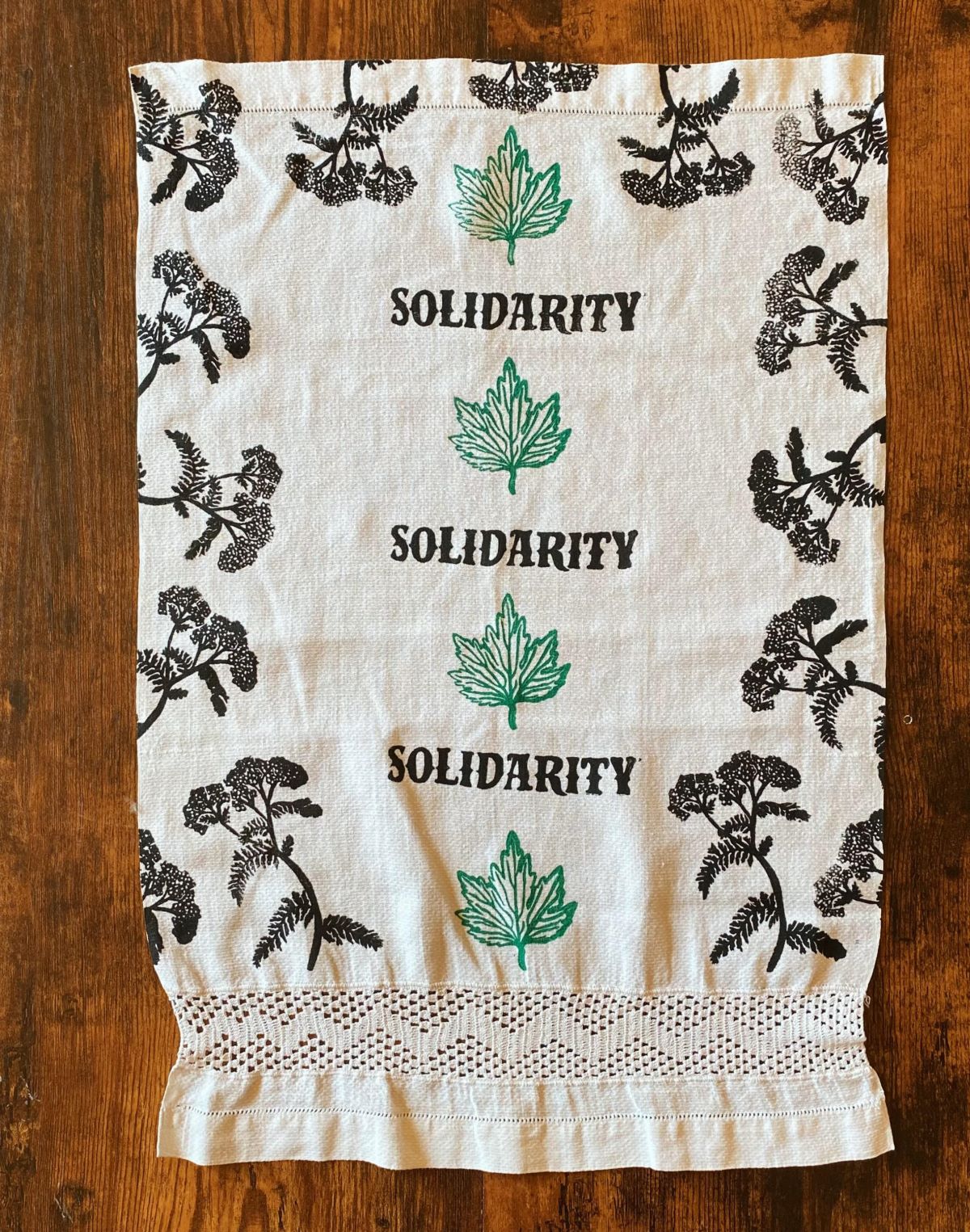 Motherwort & Yarrow Solidarity Block Printed Vintage Altar Cloth image 0