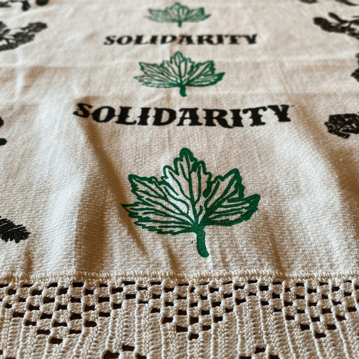 Motherwort & Yarrow Solidarity Block Printed Vintage Altar Cloth image 2